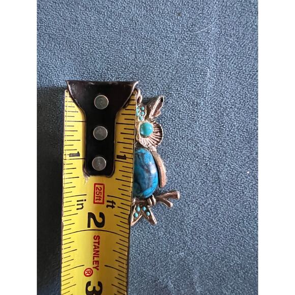 Vintage Owl Pendant – Dyed Howlite Belly & Faux Turquoise Eyes Boho Retro Charm - Picture 5 of 6